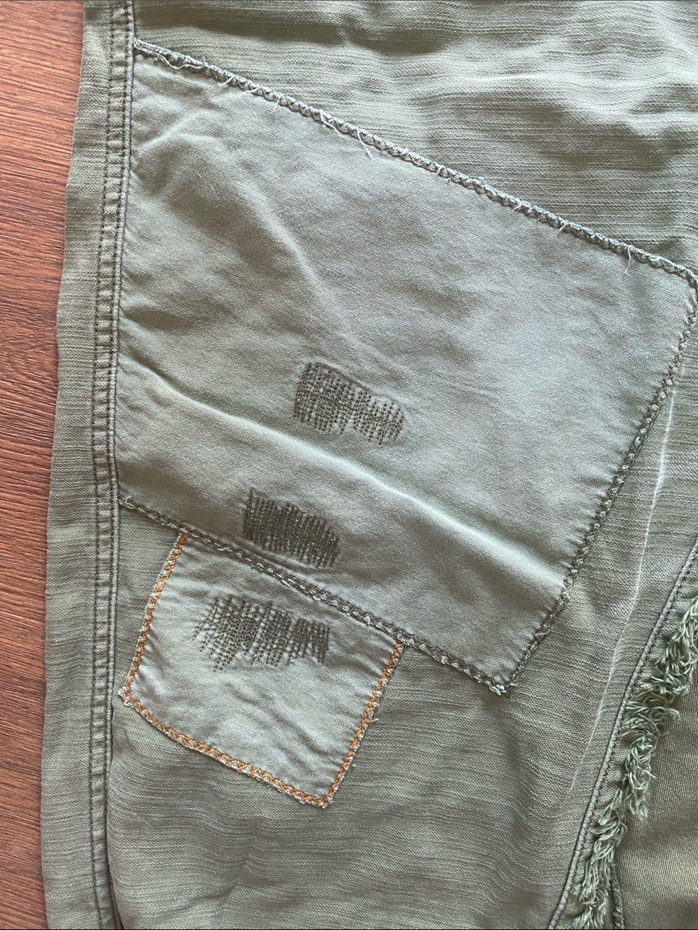 Free People Olive Green Patchwork Midi Skirt - Picture 2 of 7
